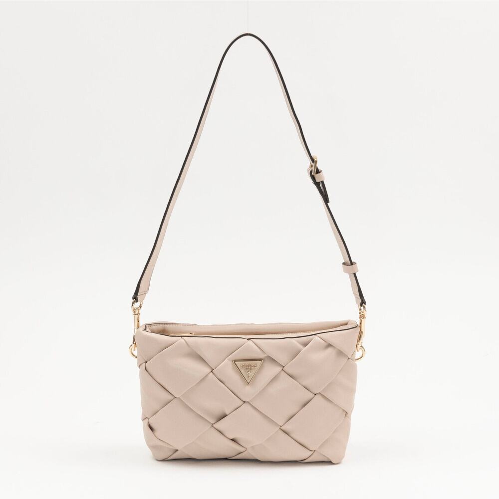 Guess Zaina Small Top Zip Crossbody Beige
